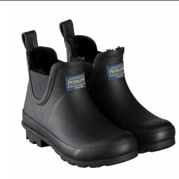 NEW Pendleton Ladies’ Fur Lined Chelsea Rainboot in Black 100% WATERPROOF NIB - Picture 2 of 8